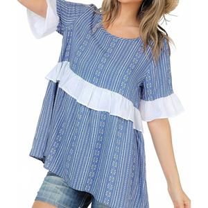 NEW SHOP BASIC cotton printed top in blue